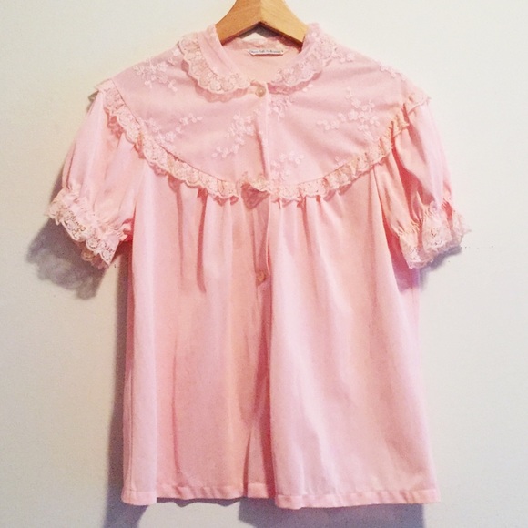 Vintage Tops - Vintage 70s flirty blush t-shirt blouse lingerie
